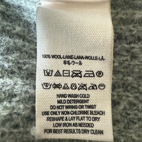 FREE PEOPLE 100% Wool Waffle Knit Fold-over Cowl-Neck Preppy Casual Sweater Sz M - Picture 9 of 9